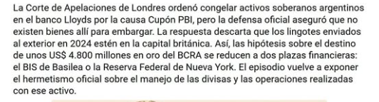 MartnPeiretti1's tweet photo. 🟥⚠️❎ Se la están robando toda. La Corte de Londres cree que el oro fugado por Luis Caputo que asciende a los 4.800 MILLONES DE DÓLARES, podría estar en Basilea o la Reserva yanqui. Esto es gravísimo, Caputo fugó y sigue ocultando nuestro oro. https://t.co/ZsPXLH72hA