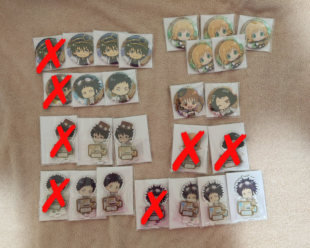 clockrain_hs's tweet photo. 【譲】

缶バッチ→300円

アクスタ、アクキー、クロス
→各600円 https://t.co/88nFpTExZB