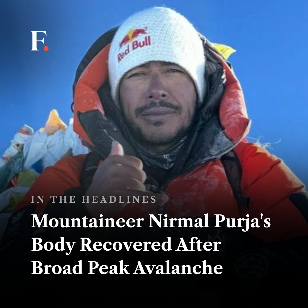 firstpost's tweet photo. The body of renowned British-Nepali mountaineer Nirmal 'Nims' Purja has been recovered from Broad Peak in PoJK after a deadly avalanche claimed the lives of his expedition team. https://t.co/CLHXzi47so