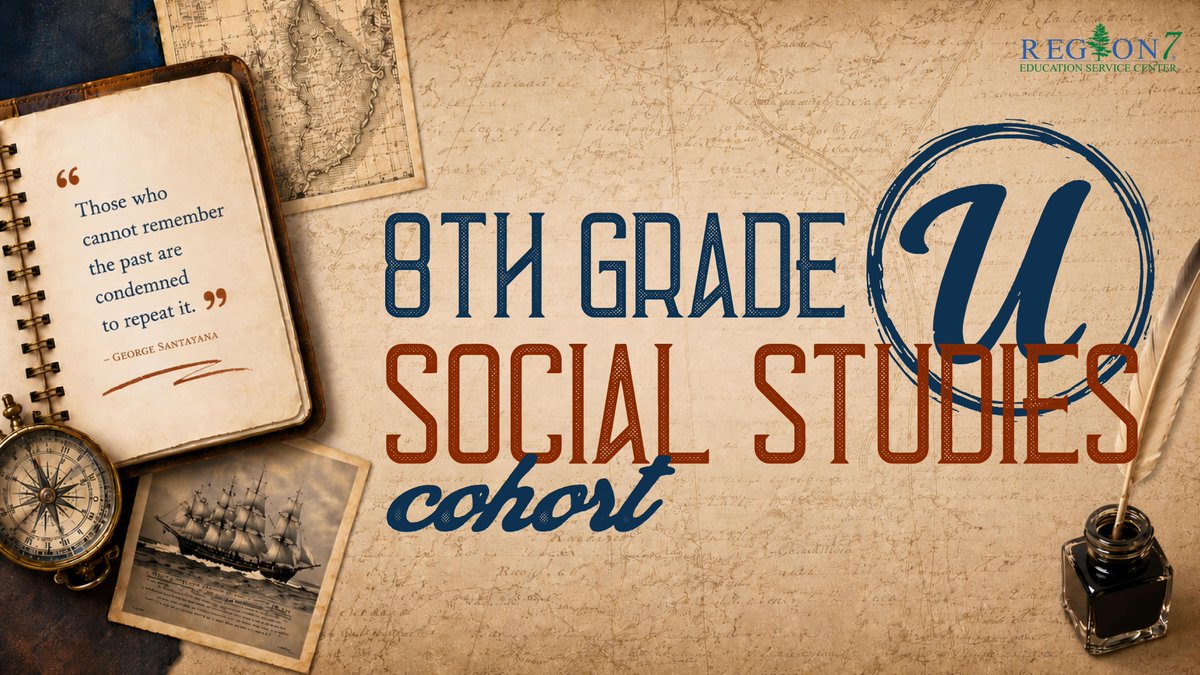 Region7ESC's tweet photo. πΊπΈ 8th Grade U Social Studies Cohort
Collaborate with fellow 8th grade social studies teachers, explore the TEKS, and leave with classroom-ready resources.
π https://t.co/hZiLidvX3C
#Region7ESC #SocialStudies https://t.co/LhZzSD2F2q