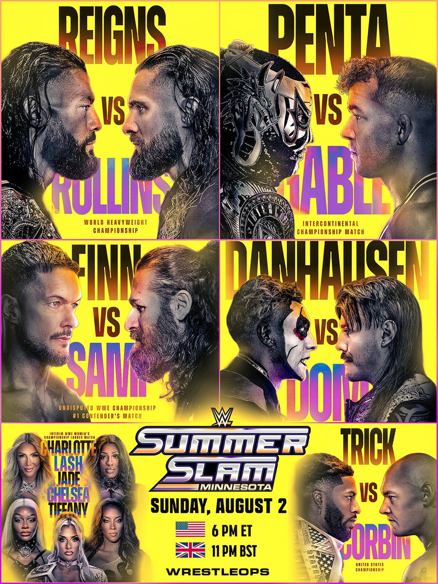 WrestleOps's tweet photo. The official final full card for #SummerSlam 2026 Night 2 which goes down tonight. https://t.co/w4x4SySeEs