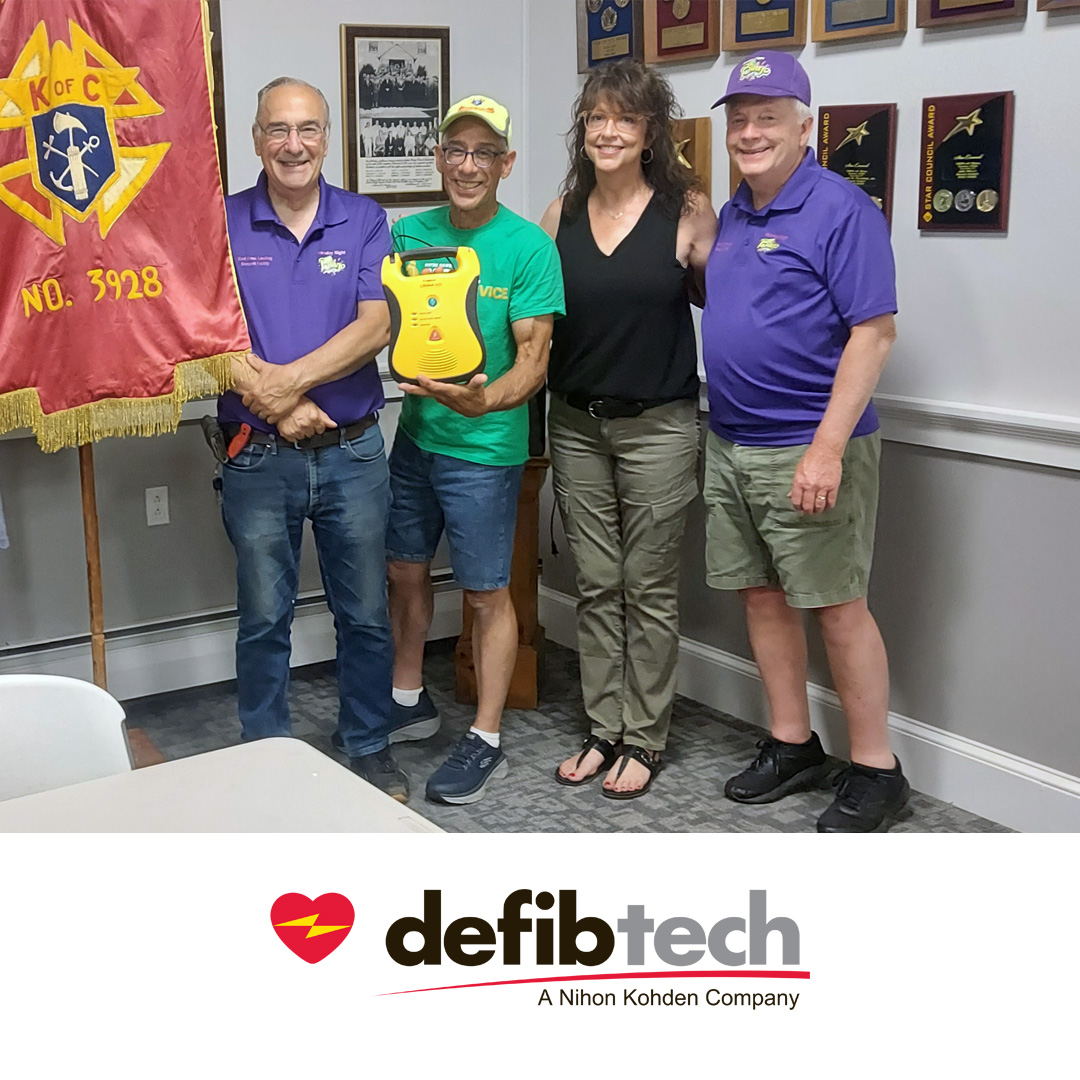 DefibtechLLC's tweet photo. Christine Arnone, Customer Service Specialist, recently chose the Knights of Columbus in Guilford, CT, to receive her annual AED donation. The group was genuinely grateful for the donation and shared how much it meant to have an AED available. Nice work Christine! 👏

 # https://t.co/gjZATlaeMi