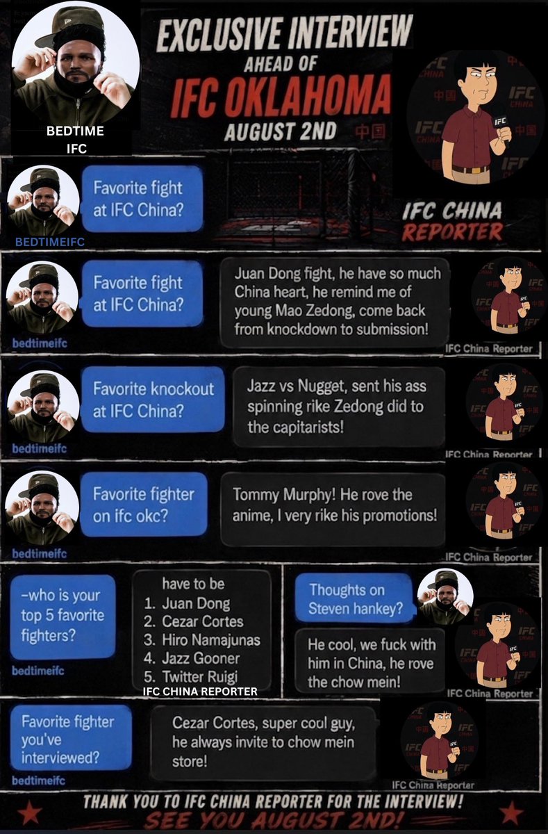 bedtimeifc's tweet photo. Interview with the fan favorite ifc reporter @IFCCHINAMAN ❤️ https://t.co/Qy1ln1huwV