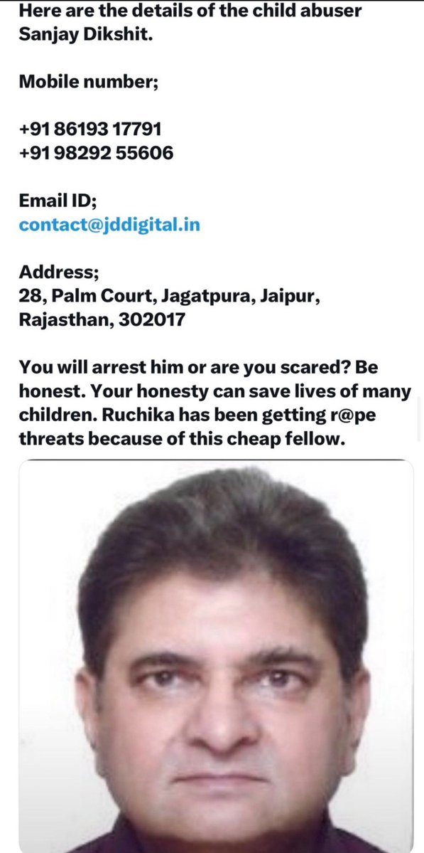 PoisonSir_'s tweet photo. #Warning #attention ⚠️

#Alert 🚨🚨

वे सभी लोग जिनके घर बेटियां हैं, जरूर ध्यान दें 🙏

आपको एक दरिंदे की तस्वीर व अन्य जानकारी भेज रहा हूँ

इसे #POCSO में अंदर करने की माँग करें

साथ ही अपनी बच्चियों की सुरक्षा का विशेष ध्यान रखें जब तक ये खुला घूम रहा है

@JaipurDialogues https://t.co/O6G0xgNgsU