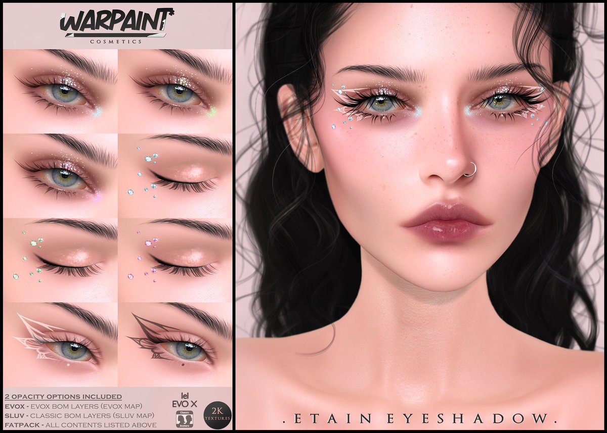 KawaiiFeedSL's tweet photo. WarPaint: Etain Eyeshadow @ Smokefest〡Taxi: https://t.co/nZRsUwoWEa
#SecondLife #WarPaint #Smokefest #Secondlifeevent #Secondlifecontent #KawaiiFeed https://t.co/RQolUkIJyl