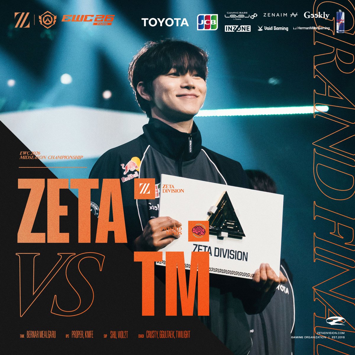 AIMWITHPRIDE's tweet photo. ⚡️Overwatch Champions Series 2026 Midseason Championship

Grand Finals // BO7
🇯🇵8/2(Sun) 24:30~
vs Twisted Minds

AIM WITH PRIDE⚡️
あの日の雪辱を晴らし世界の頂へ👑

📺https://t.co/N0ThMUzRSV

#ZETAWIN #OWCSMSC #EWC26 https://t.co/4e8PWv41BL