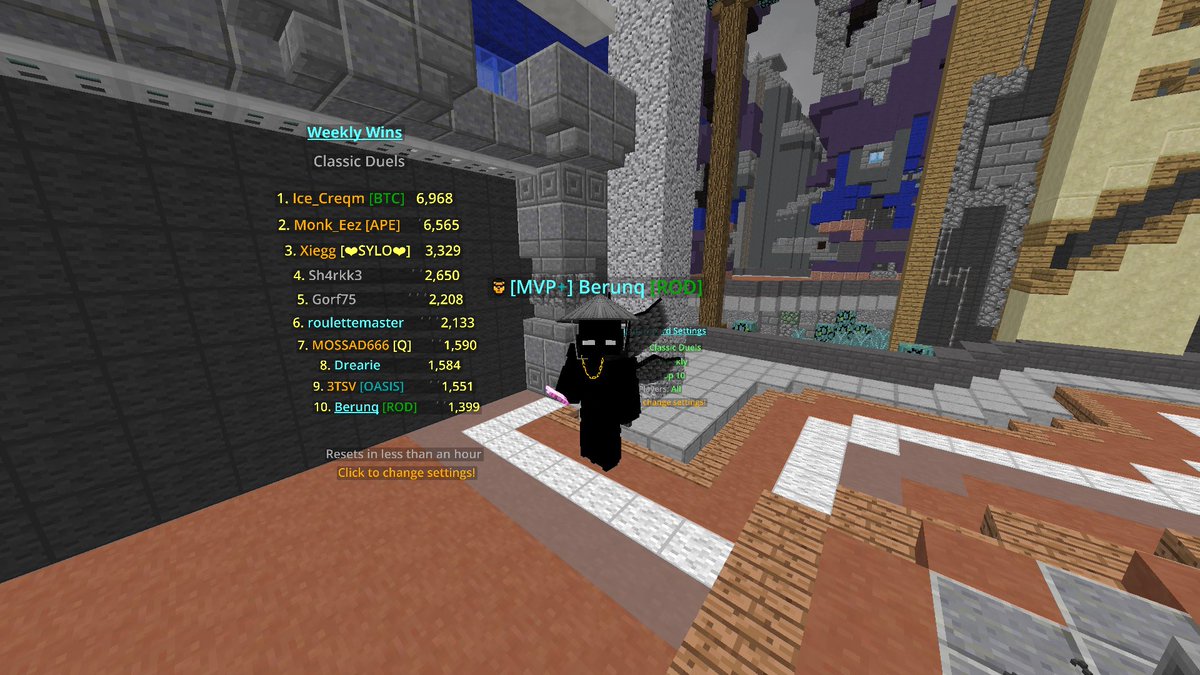 3erunq's tweet photo. I got weekly  #10 1400wins on the Hypixel Classic Duel andClassic Godlike Ⅴ https://t.co/wAHnrvH9dl