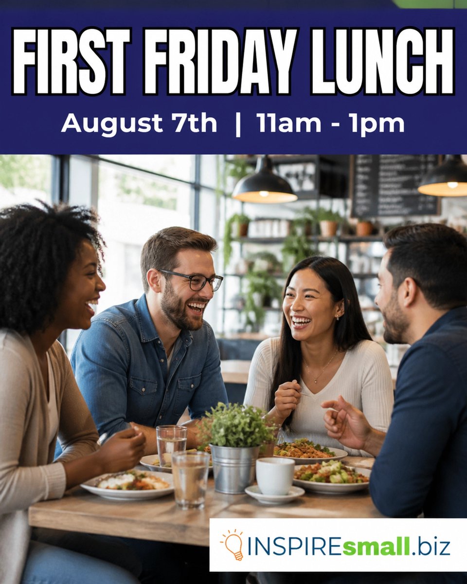 inspiresmallbiz's tweet photo. Skip the desk salad! 🥗 Join Ryan Aug 7 (11-1) for lunch.
https://t.co/Pd57Fy37hK
#INSPIREsmallbiz #SupportLocalBusiness https://t.co/83CSGx8yQJ