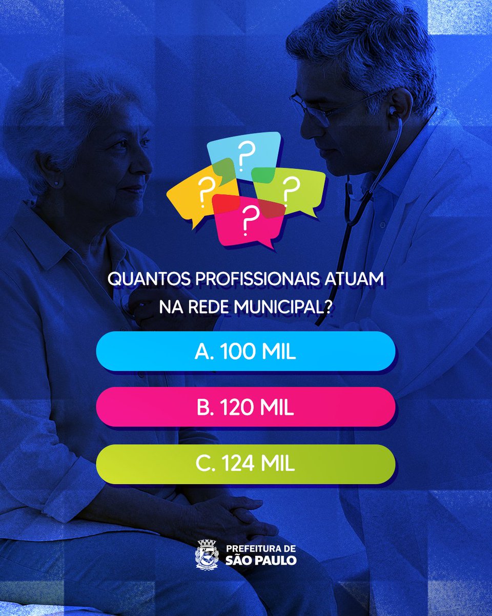 saudeprefsp's tweet photo. A Prefeitura de São Paulo não para 💙
São milhares de profissionais, equipamentos e serviços trabalhando todos os dias para cuidar da sua saúde.

E aí, você acertou todas? 👀

A rede municipal segue em expansão, com novas obras e mais acesso para a população.

#SaudePrefSP #Saude #PrefeituraDeSaoPaulo