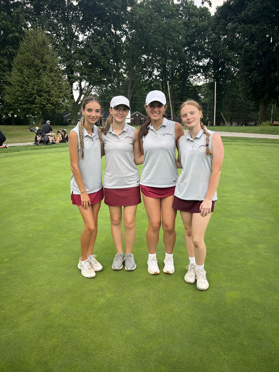 SEPirateBooster's tweet photo. The Southeast girls golf team finished 6th out of 13 teams at the Kent Rough Rider Shootout. Sammy Morgan fired a 75 to finish 4th and make the All Tournament team. Jenni Mix added a 92, Emily Morrison 95 and Lily Hayes 107. Congratulations girls⛳️. https://t.co/Yh1nQPbbOX