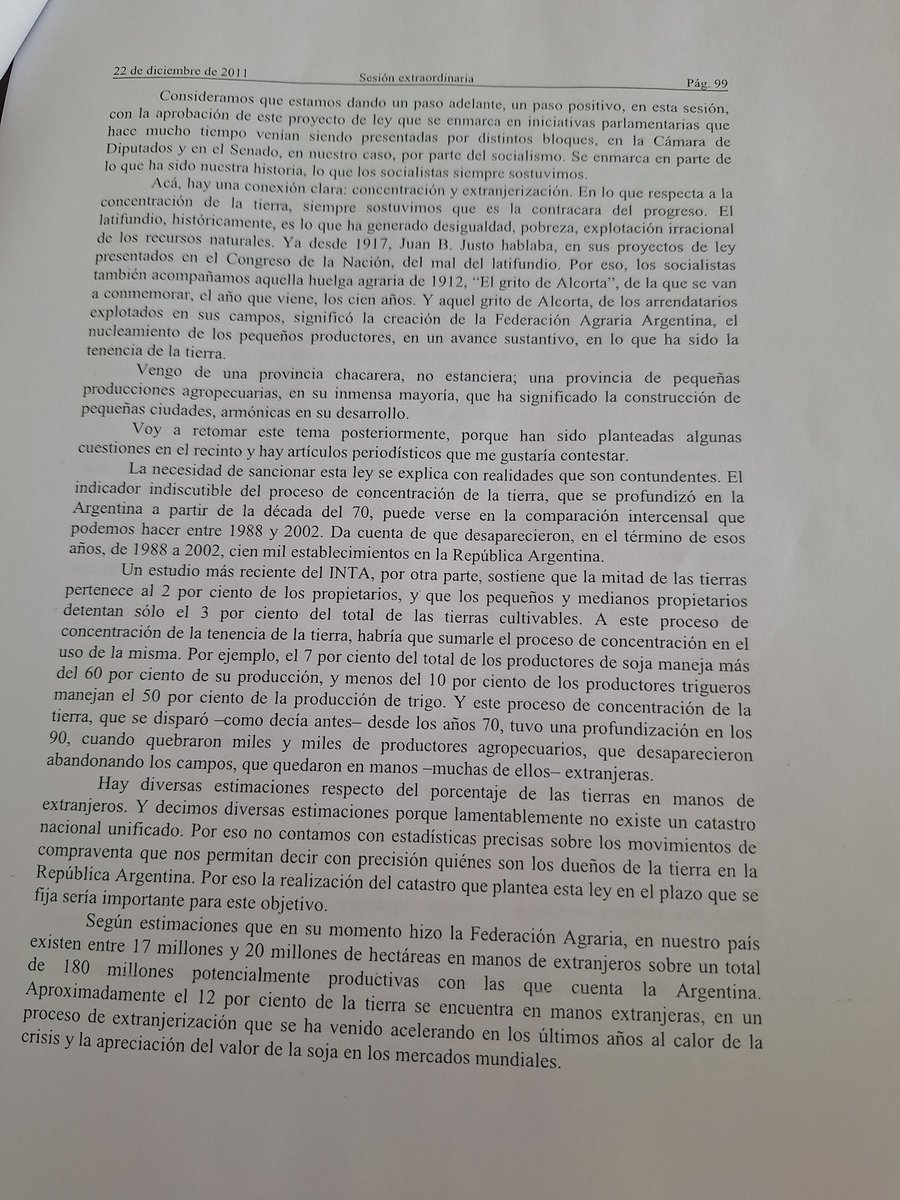 rgiustiniani's tweet photo. El 22 de diciembre de 2011 el Senado Nacional aprobó con un solo voto en contra la Ley de Tierras. Comparto el fundamento que dí en esa sesión a mi voto positivo. Hoy el gobierno quiere entregar todo https://t.co/hgMebxHSrB