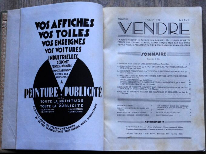 marieartcollec1's tweet photo. 📚 Rare ! Revue Vendre 1931 reliée (n°92-97) – Techniques de vente & supports pub de l’époque, 500 pages.
Par Damour, Nicolas & Arandel.
📷https://t.co/b71tIbjDzD
#RevueVendre #LivreAncien #TechniquesDeVente #Publicité1930 #CollectionLivre https://t.co/VvC1JYzLrH