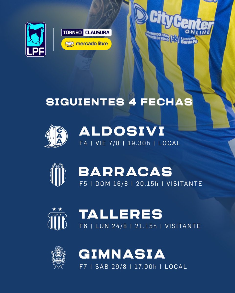 RosarioCentral's tweet photo. ✅📆 ¡Días y horarios confirmados para las próximas fechas del #TorneoMercadoLibre Clausura! https://t.co/RHyzFw89s5