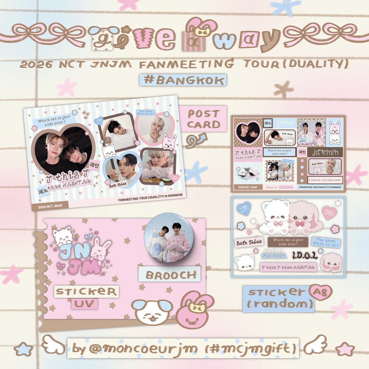 moncoeurjm_'s tweet photo. pls, kindly 🔁 #mcjmgift

giveaway ──★ ˙ ̟🐶🐰!!

⋆. 𐙚 ˚ only 30 sets

date : aug 7, 2026 ( tba )
location : impact arena

retweet &amp; show this tweet 🩵🩷

#NCTJNJM_FANMEETING_TOUR
#NCTJNJM_FANMEETING_TOUR_DUALITY https://t.co/i1Lqij6Jca