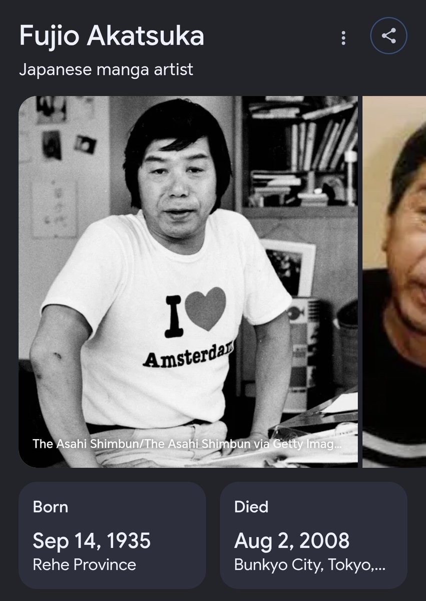 SgtCat's tweet photo. Today marks the 18th anniversary of Fujio Akatsuka's death. https://t.co/knyUdrM4co