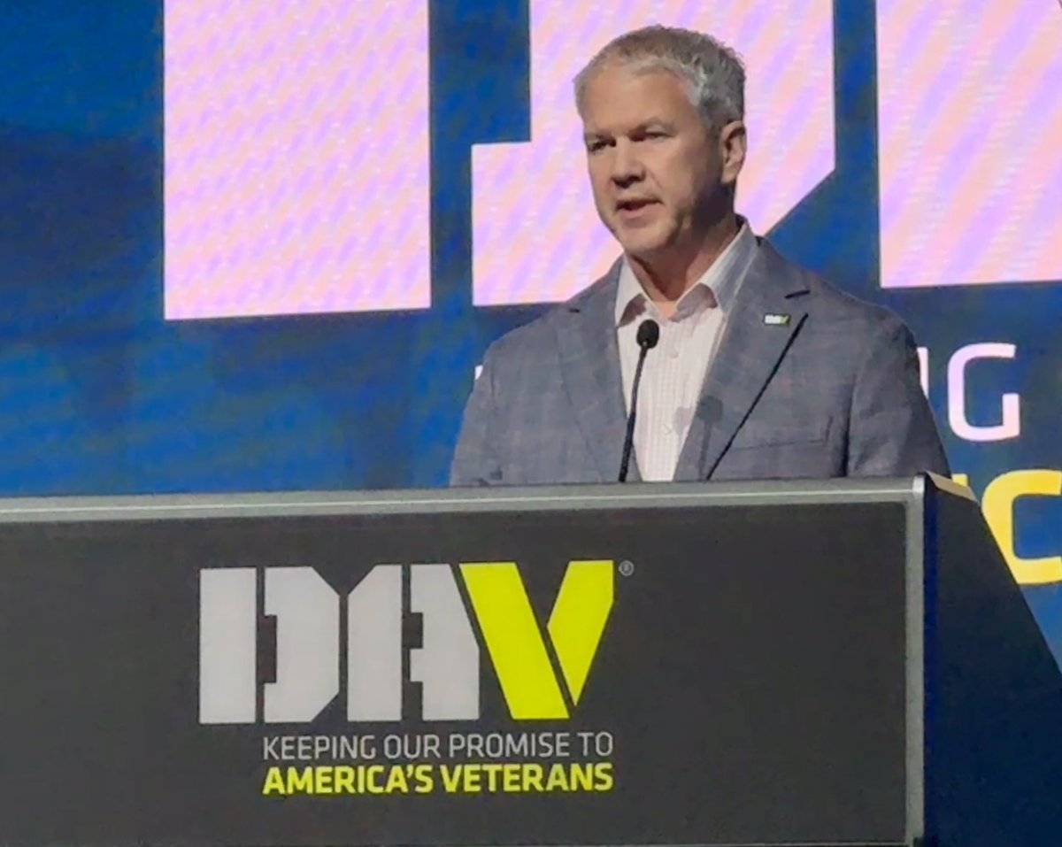 DAVHQ's tweet photo. Washington HQ Executive Director Jim Marszalek:

“Let me be absolutely clear. DAV completely and totally rejects the idea of cutting benefits for one group of veterans—current or future—to pay for benefits already earned by another.”

#DAVOrlando26 https://t.co/TxplsP4xAL