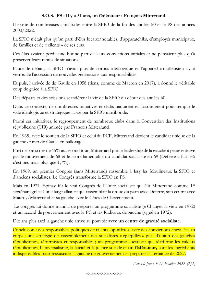 Catonlejeune's tweet photo. SOS PS : camarades socialistes, je persiste et signe de nouveau mon texte de décembre 2022.
@BCazeneuve @rglucks1 @fhollande @JeromeGuedj @karim_bouamrane 
Pour 2027, cela urge, il faut une seule incarnation soc.dem. Une seule mais une compétente, crédible,  et rassembleuse.
Non? https://t.co/xBUuuPisQS