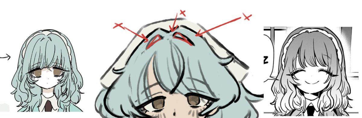 zarconxd's tweet photo. A veces me olvido de q nemu no tiene esos triangulitos en el pelo (o si los tiene son muy muy chiquitos) 
Pero me gusta mucho hacerlos y me ordena un monton los flequillos 😭😭😭😭
A momoha tambien se los hacia y desde q me di cuenta, el pelo de momoha me sale peor https://t.co/sZfczoeJAJ