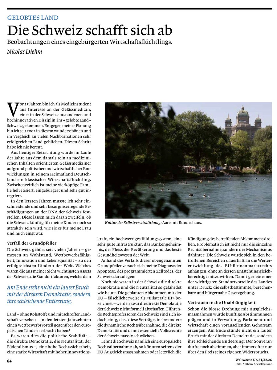 Heiterweiter66's tweet photo. Ein „eingebürgerter Wirtschaftsflüchtling“ aus Deutschland hält der Schweiz den Spiegel vor. 
Das Beste, was ich die letzten Jahre zu lesen bekam. Tragische Wahrheiten! https://t.co/Lzg0fSqKcO