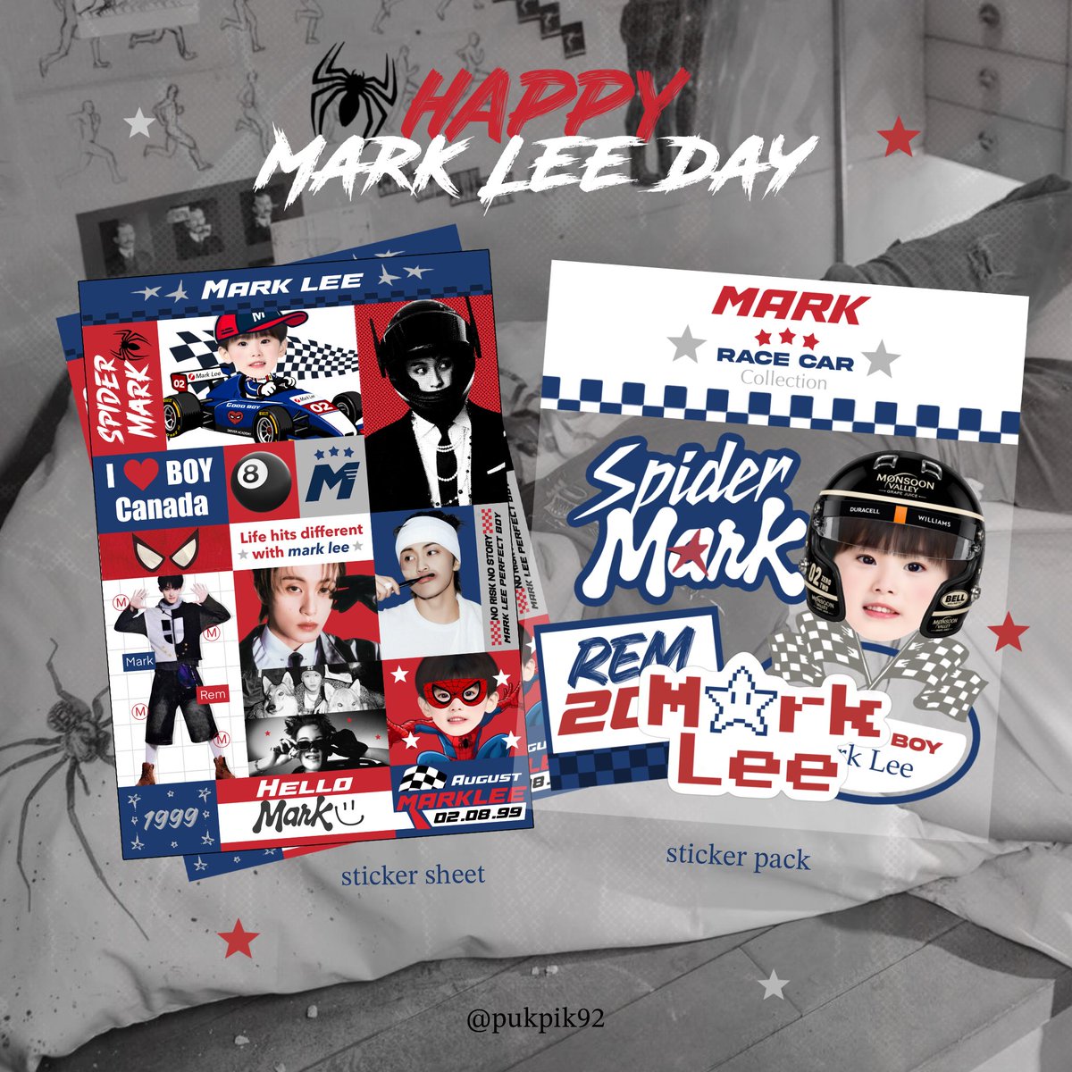 pukpik92's tweet photo. pls kindly rt (random 3 set)❤️
            
giveaway mark lee day🕷️

only 12 set 💙

gg form : 11 aug
time : 20.08

more details in mention 

#HAPPYMARKLEEDAY https://t.co/xg1p5YVkwn