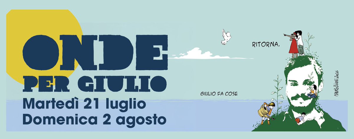 GiulioSiamoNoi's tweet photo. 🔴 DOMENICA 2 AGOSTO
Diretta streaming dal nostro canale YouTube a partire dalle ore 18 Onde Mediterranee #Regeni
#ondepergiulio ⬇️⬇️

https://t.co/9BCJD3zHun https://t.co/O0XUvf8fza