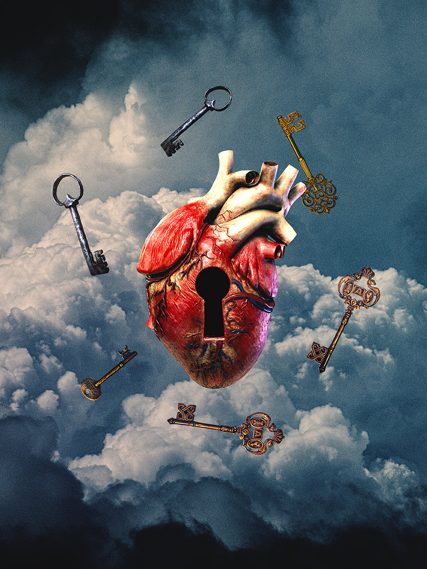 SeamlessoO's tweet photo. Every heart holds a locked door, waiting for the right key to find its way home. 

#seamlessoo #surrealart https://t.co/mFIALIHvNf