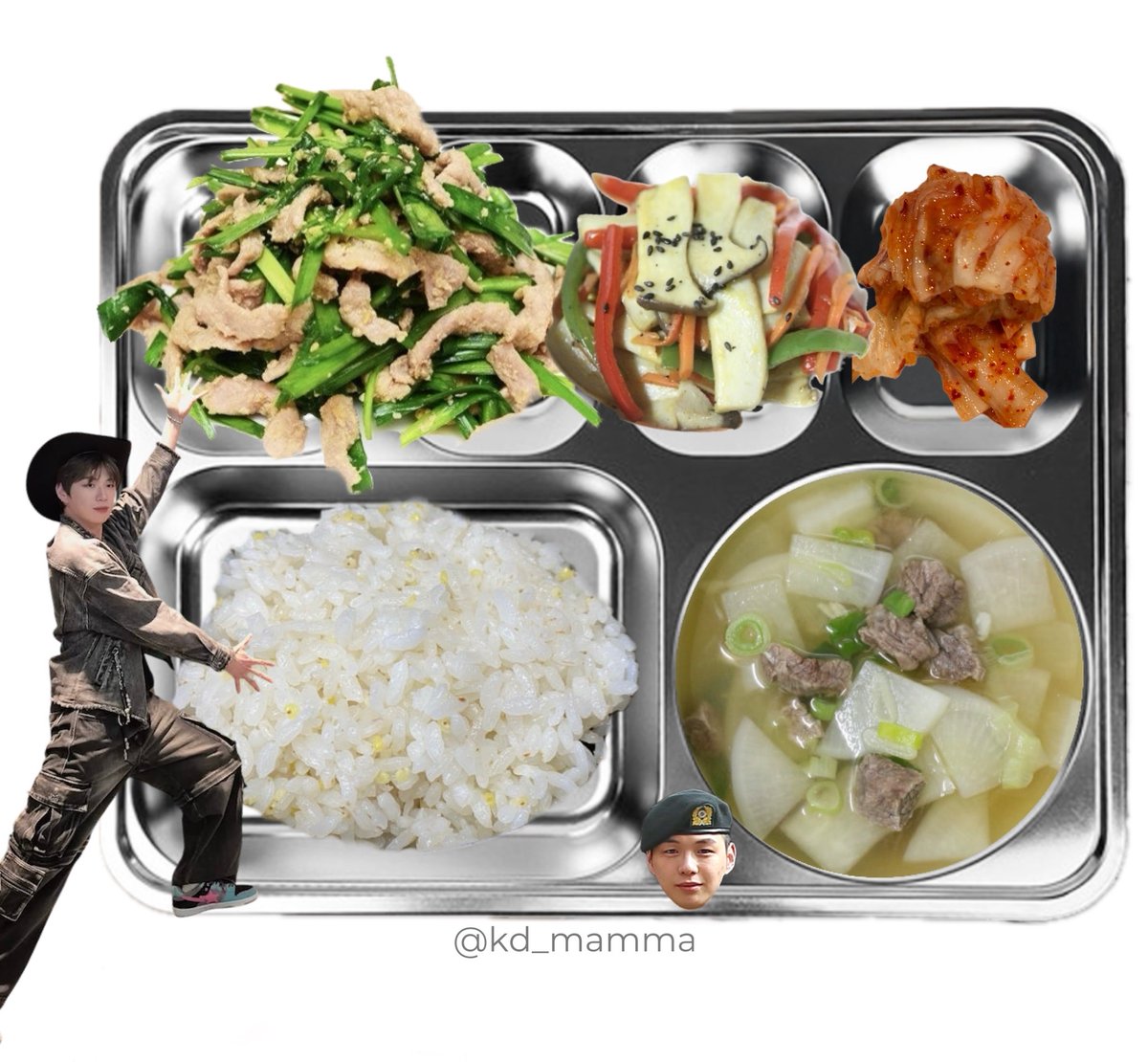 kd_mamma's tweet photo. 〔 2026년 8월 3일 조식 〕 
밥
쇠고기무국
새송이버섯야채볶음
돼지고기부추볶음
배추김치
   ᑎ__ᑎ      ᐱ__ᐱ     ᕱ__ᕱ
   (˶.•o•˶)    ( .•ω• )    ( .•⤚• )
ଘ(ა 🍚 )    (ა     ૮)｡   (      ٩)੭ https://t.co/LvjDr4xKD4