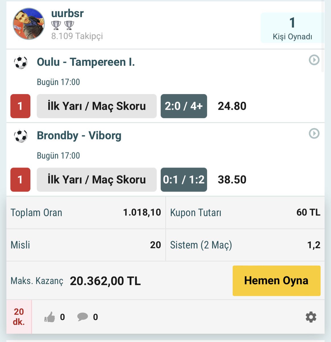 TipsSniper10's tweet photo. Çok tehlikeli bir 2 li ama analizi de çok tatlı duruyor viborg maçı çok zor duruyor ama eğerki ilk haftaların azizliği ile kırarlarsa 2 limizi yemiş oluruz. Şuan maçlar sonuçlanana kadar son kuponum hayırlı bol kazancımız olsun 🙏 https://t.co/6y74MRlHaa