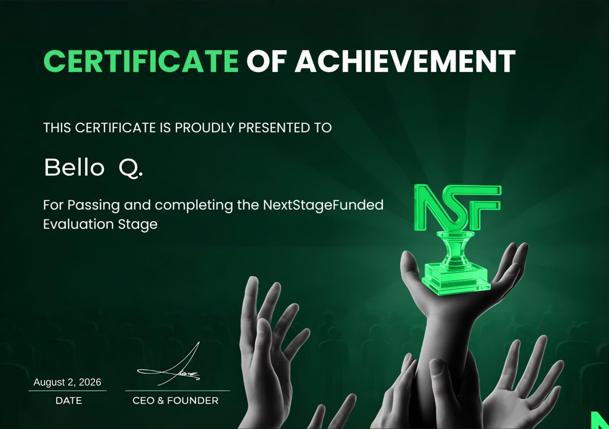 big_bell0's tweet photo. Happy New Month! 🎉

A great way to start the month—officially received my $25K NextStage Funded account today. ✅

Now the real work begins: trade smart, protect capital, and work towards that first payout. 📈💰 https://t.co/UqomPOmAiF