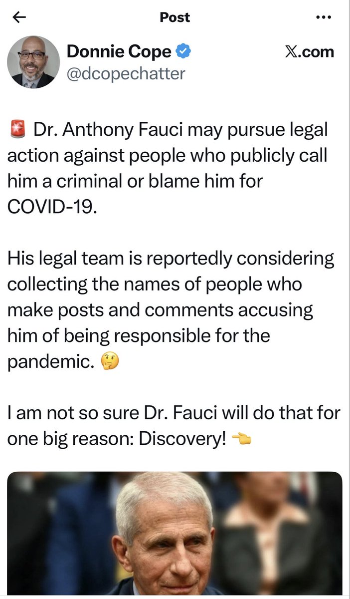 TiffMoodNukes's tweet photo. Bring it the fuck on, Fauci💪🏾

‘Ol’ anal grits face’ will get cooked during discovery https://t.co/HExd05VHYk