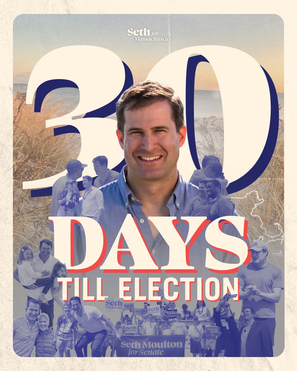 sethmoulton's tweet photo. 30 days until September 1!

Real change doesn’t come from the establishment. It happens when organizers and voters come together, demand change, and make their voices heard.

Check your registration status today and make a plan to vote in the MA primary election on 9/1! https://t.co/TYuPgj0LC8