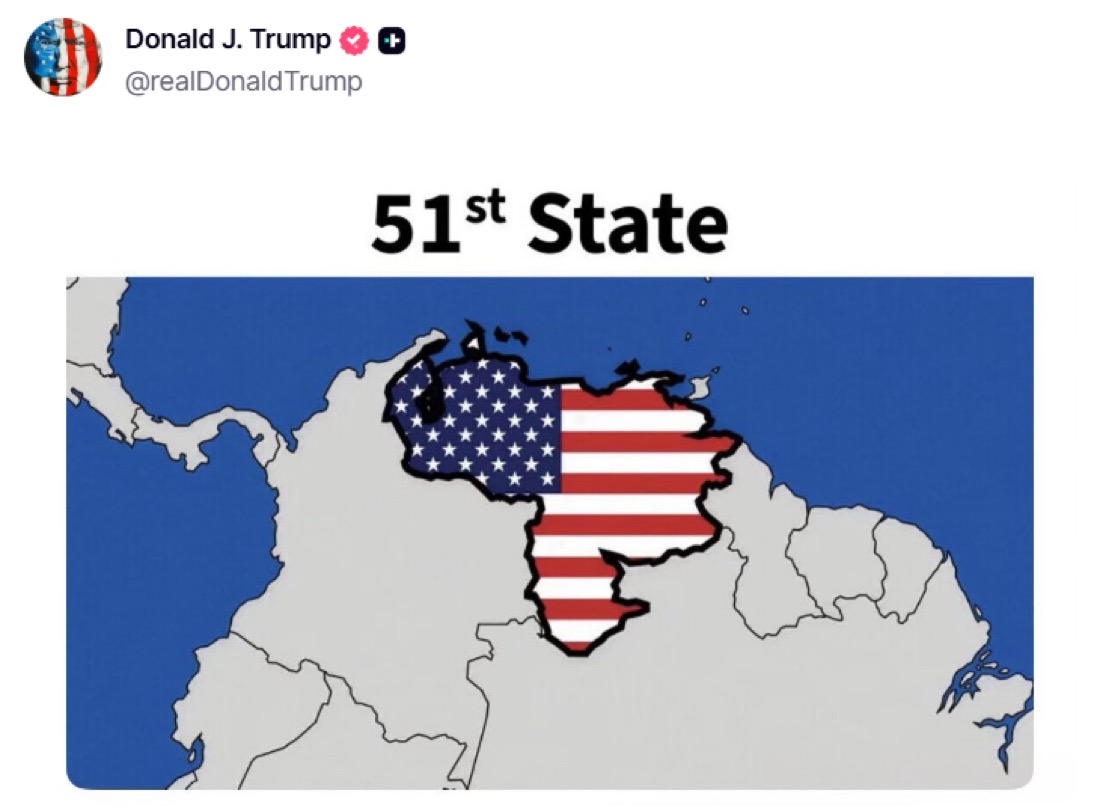 AlertaNews24's tweet photo. 🇺🇸🇻🇪 | Trump menciona a Venezuela como el "Estado número 51". https://t.co/k9WU6d9Uzx