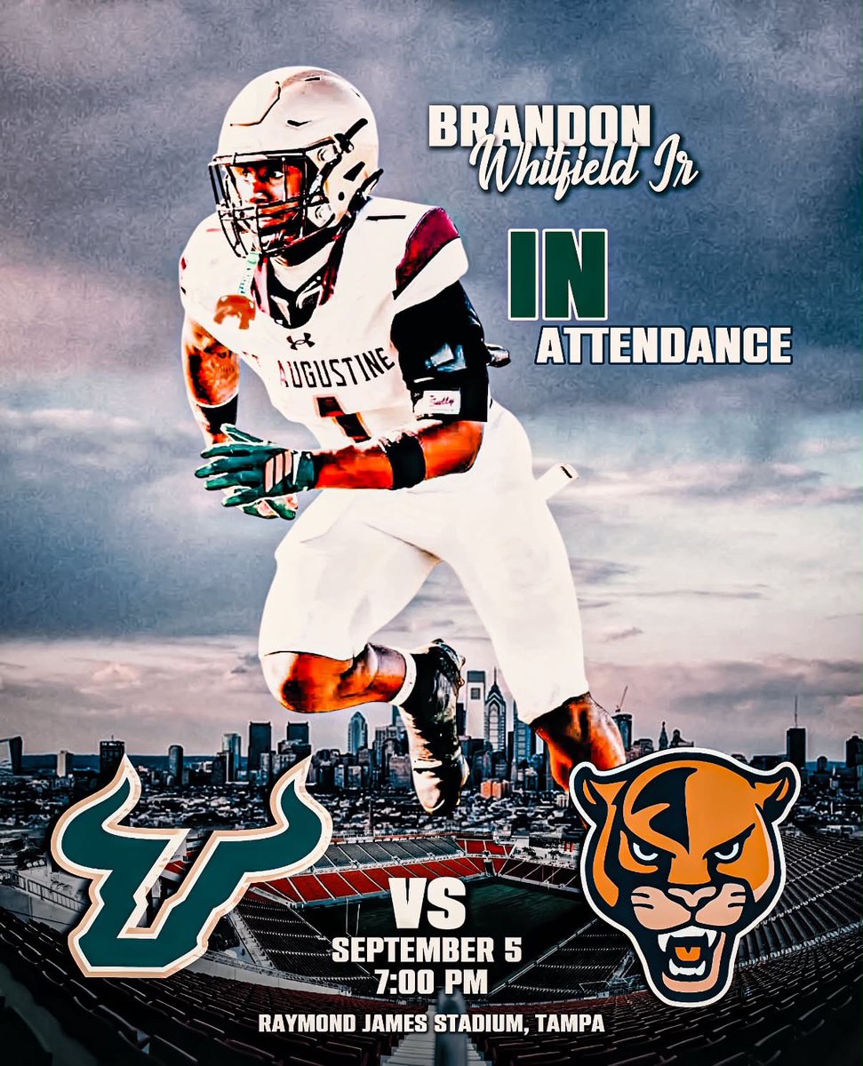 Bwhitfieldd08's tweet photo. I will be attending University of south florida vs Florida international university september 5th very excited for the invite,  can’t wait to be in the bay!!🤘🏾 @tygeeleach @CoachA_USF @USFFootball @brianhartline 
@btroher14 @CoachBraddock_ @DAT_SIMMS_KID @247Sports @247recruiting @TomLoy247 @RecruitSAHS