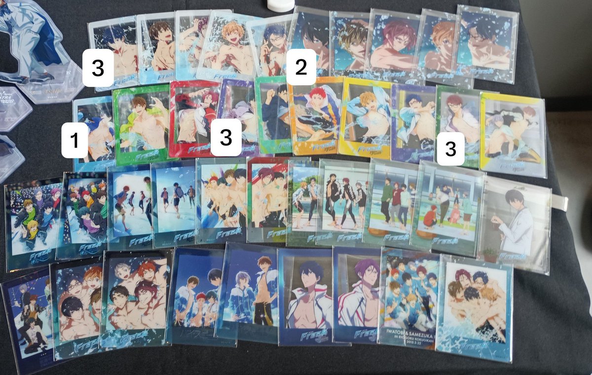 goods_ticket__s's tweet photo. 【交換】
Free! オケコン
クリアカード　クリカ

譲　遙 凛 真琴 渚 怜 鮫柄 ハイスピ
DF ES MS 無印

求　遙郁弥日和(種類枚数画像参照)
or落下物、東京金銀テープ
or同異種遙郁弥宗介旭日和夏也尚楓アルベルト

凛は遙との交換のみになります。
明日都内手渡し、各公演での手渡し可能です。 https://t.co/LkZyvTbaAY