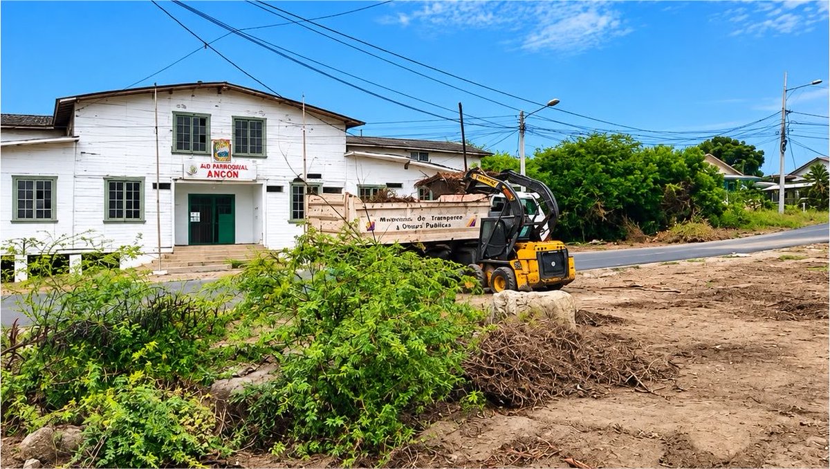 MIT_Ecuador's tweet photo. #SantaElena | En coordinación con la Gobernación de Santa Elena y la Tenencia Política de Ancón, el #MIT continúa ejecutando trabajos de limpieza de maleza y recolección de escombros en los sectores de Prosperidad, El Tambo y Ancón. 🚜

✅ Estas labores buscan prevenir la acumulación de agua y la formación de criaderos de mosquitos, contribuyendo a mejorar las condiciones sanitarias y el bienestar de los habitantes de estos sectores.