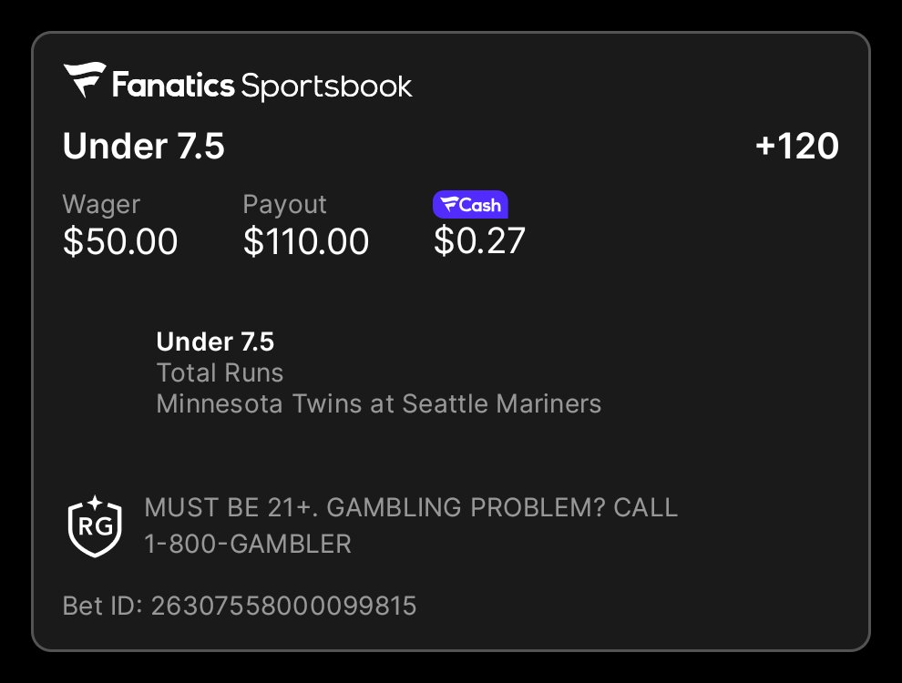 Contraban_'s tweet photo. A friend shared a bet with you on Fanatics Sportsbook. Tap the link to view and copy their bet. Don't forget, you earn FanCash on your bets. New to Fanatics? Claim your welcome bonus. Must be 21+. Terms apply.
https://t.co/kjQkhn5Ry1
Lets goo 🙌 https://t.co/8tTMN4dMOM