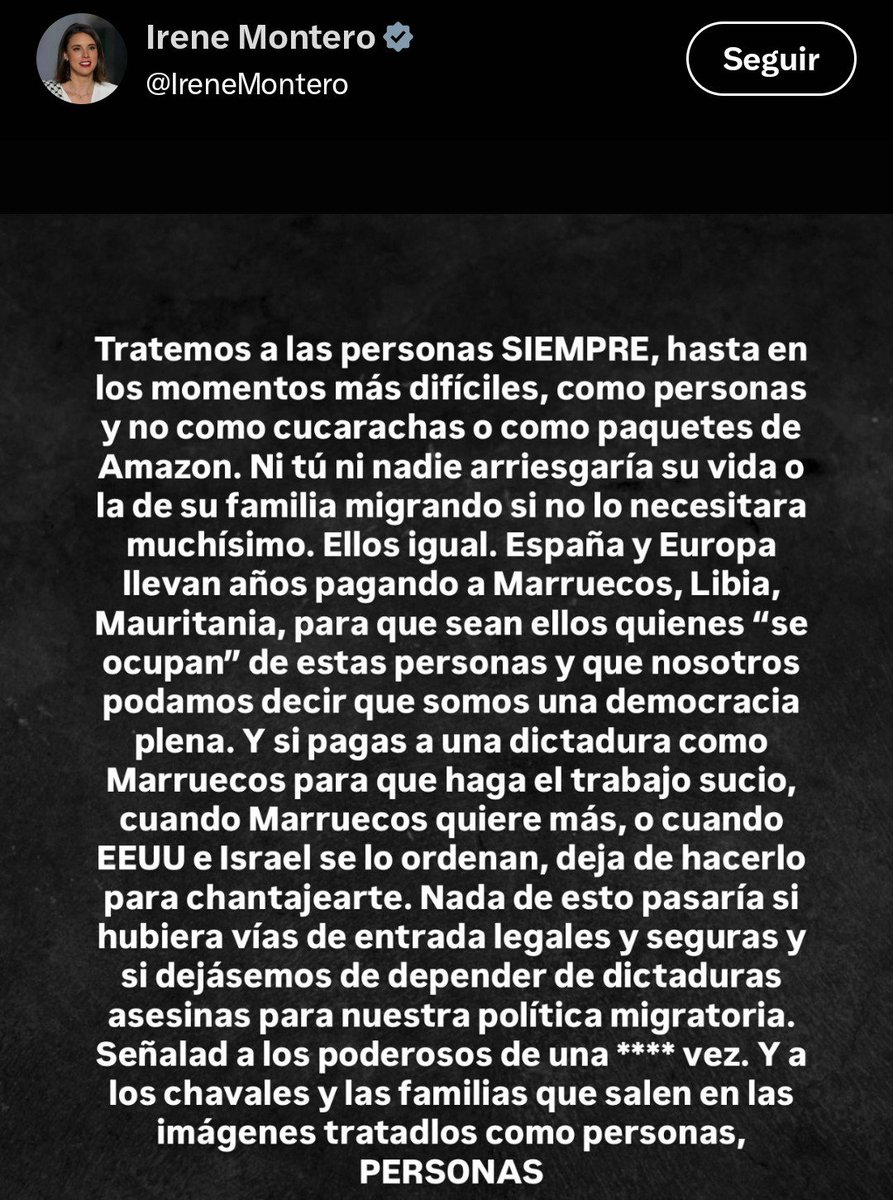 MaiteMirandaH's tweet photo. @gabrielrufian Esas derechas las tenemos ya encima.
 @IreneMontero  o @PODEMOS  deben ser más claros y realistas ¿Cómo puede decir que no hay vías legales? En todo caso, pueden ser insuficientes, pero ¿Esas vías mejoradas van a evitar entradas masivas x las fronteras? https://t.co/Adhm14ygd6