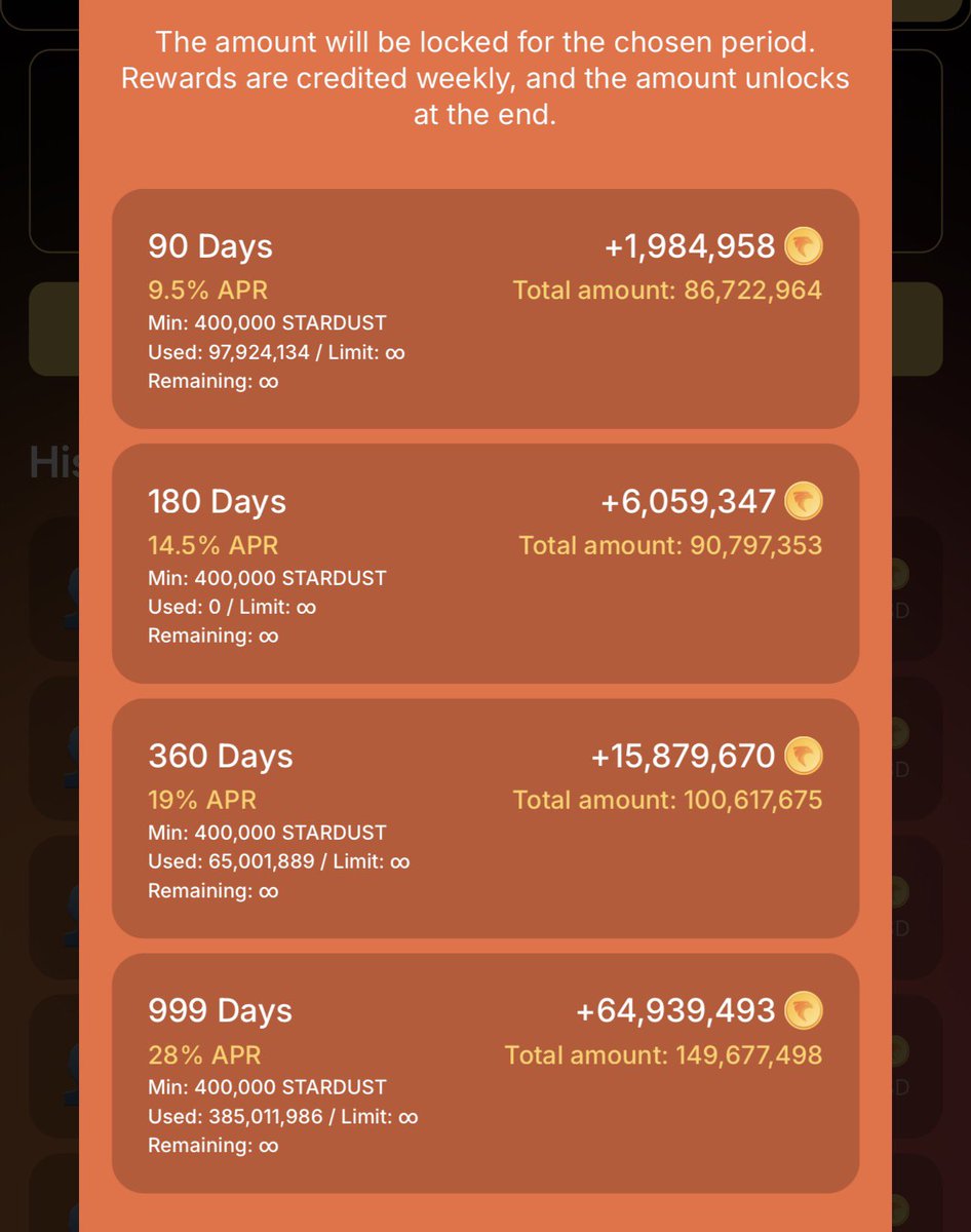 thebu11runner's tweet photo. One of the many platform features… Mining a Stellar DEX yield-bearing token called STARDUST is still LIVE from the Sl8 Social Platform👇🔴 

This is a Play-To-Earn style game where users can upgrade their mining tools (see image #1) to earn at an increased rate.

All mined STARDUST crypto must be claimed (see image #2) after it's claimed it's moved to your preferred staking term (see image #3) for up to 28% APY, additional rewards are sent to your wallet from the Gold Eagle prize pool proportional to your STARDUST holdings.

The Key (see image #1) grants the right to claim and stake STARDUST for 30 days. This key needs to be bought for 15 $USDC every 30 days to continue claiming. 

#XLM