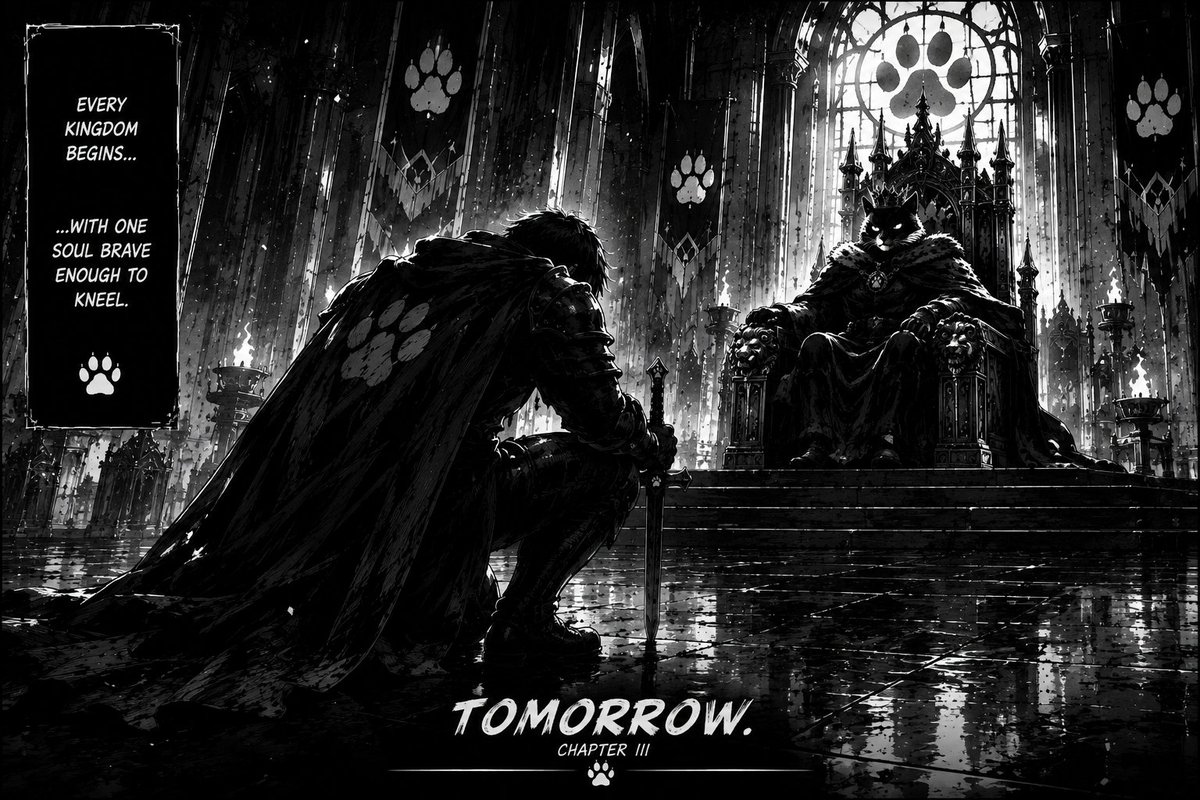 Noir45169's tweet photo. Every Kingdom begins...
...with one soul brave enough to kneel.
📖 Tomorrow.
#CATONDEX #Solana #Gambling𝕏 #memecoin https://t.co/h2nBk5HXjM