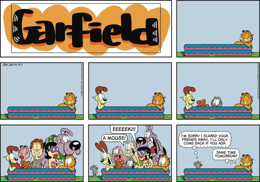 DailyGarfcast's tweet photo. Garfield by Jim Davis for Sun, 02 Aug 2026 https://t.co/w6qtXlYLNg