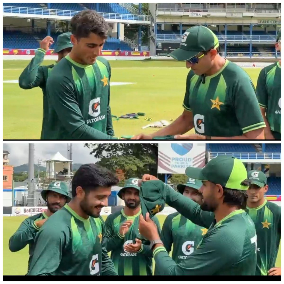 DSBcricket's tweet photo. Two debutants for Pakistan 🧢👍
Fast bowler Ubaid Shah
Middle order batter Awais Zafar
#PAKvWI https://t.co/rAlTcT0AGW