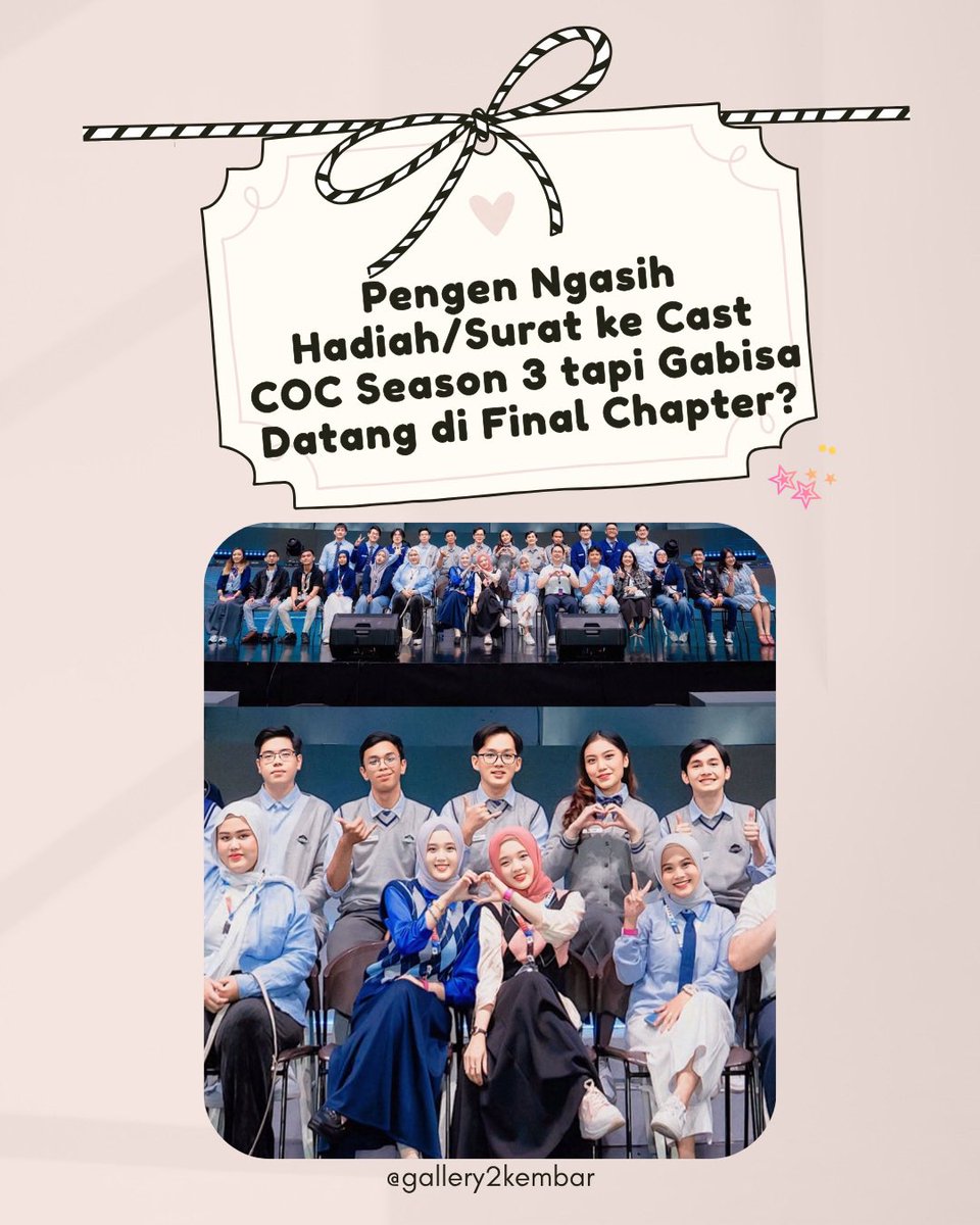 faiijaee's tweet photo. ✨ Your wishlist is one step closer to reality! ✨

Pengen titip barang 🎁 atau surat 💌 buat cast COC Season 3 fav kalian? Sekarang nggak perlu ribet lagi! 🥹🤍

 Linknya ada di postingan ini yaa, gaiss! 🥰🤟🏻

#clashofchampions #kafka #azka #arfa #cocs3 #darwin https://t.co/N8Bi7gip1s