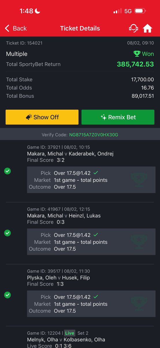 FoluboiNg's tweet photo. Today winnings 

Another Million secured ! 

Two of them are my free games while the the third is a vip ticket ! 

God bless Sportybet and Table Tennis 🏓🏓 

This option blessed my new month https://t.co/d2OMkAKFjg