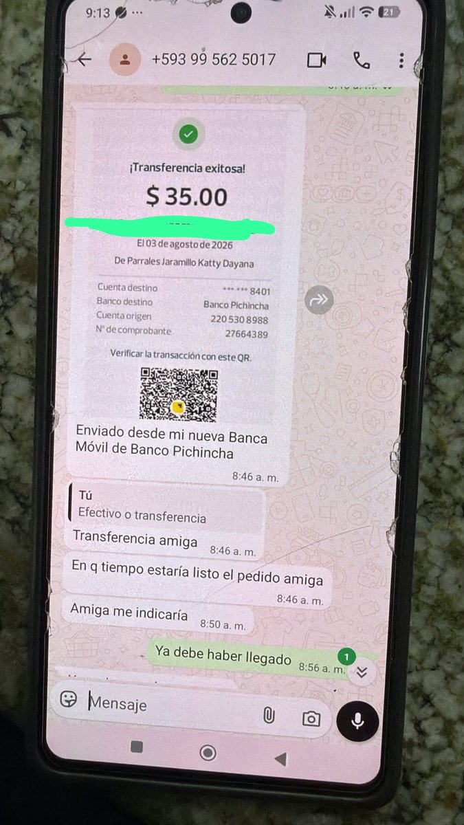 EmergenciasEc's tweet photo. #DenunciaCiudadana
Atentos en sus negocios!
Esta persona intentó pedir a domicilio con una transferencia editada.
Siempre revisen primero antes de enviar algo. https://t.co/a7aSlfnLDJ