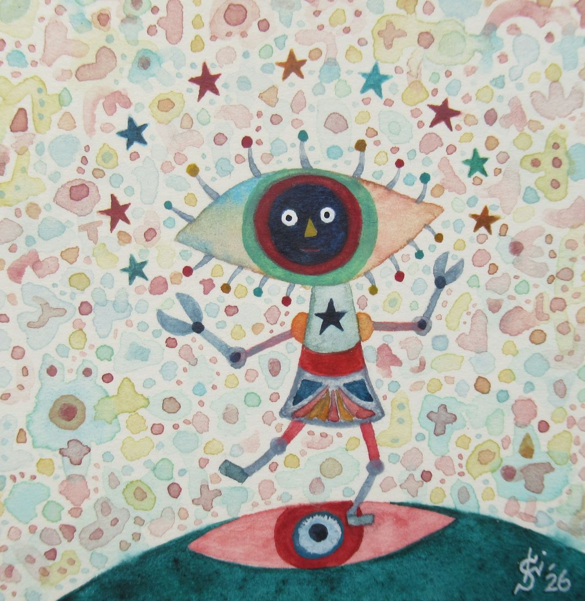 過去作に大きく加筆『星繰』水彩紙、透明水彩、2026.8.1