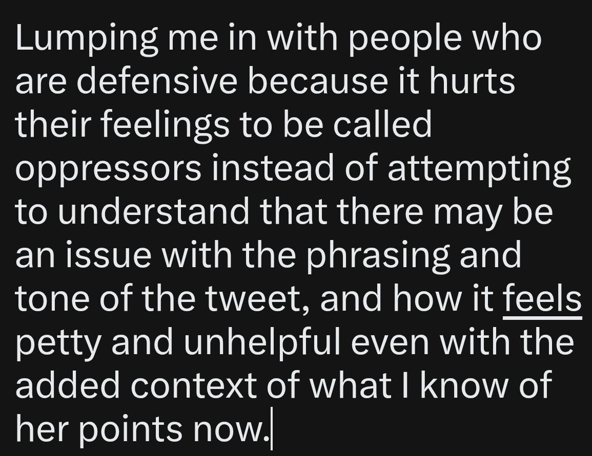 maebysadie's tweet photo. @Vixenlol @victryena TLDR: I don't think that her expressing the issue is wrong, I encourage it, but doing it in a combative and tactless way helps no one and only causes more of the infighting that I mentioned by punching up in what reads like insulting and petty rather than anything helpful. https://t.co/nm3PxH8uoG