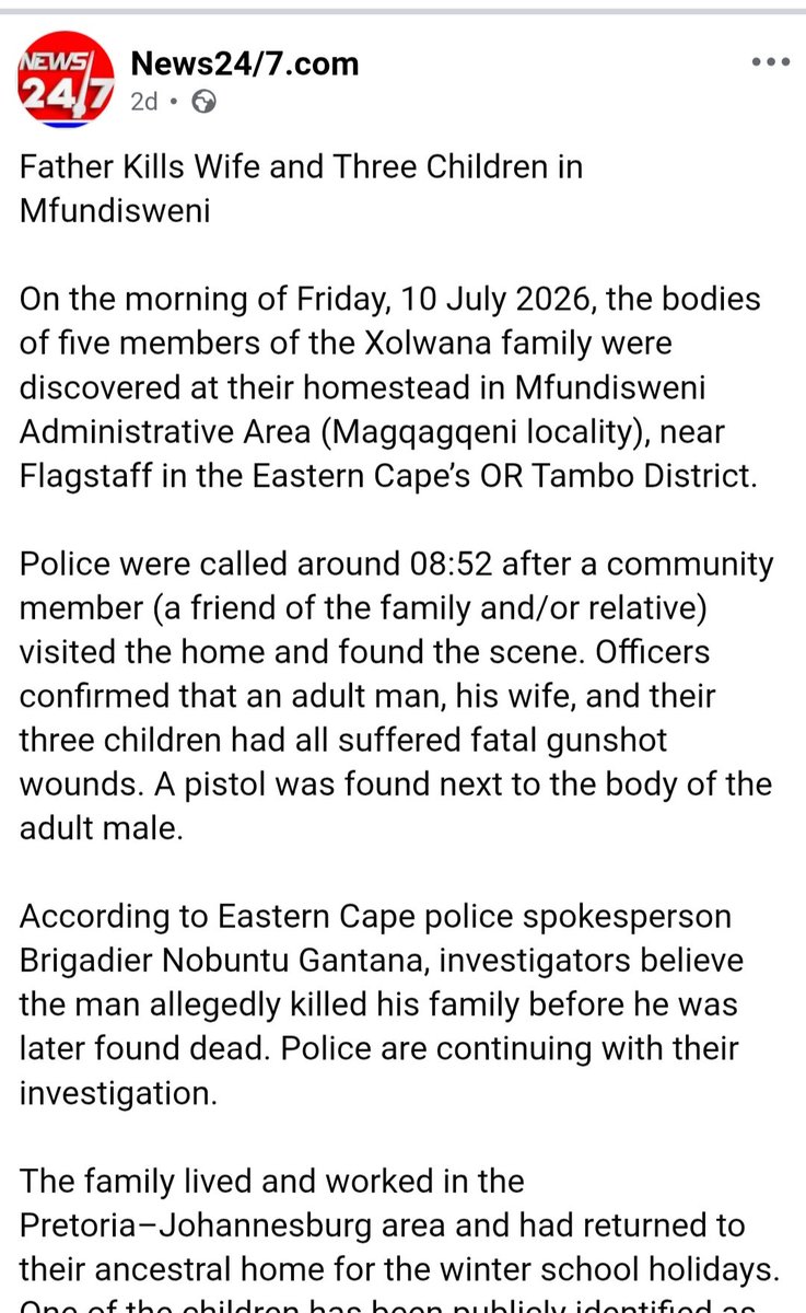 shenengu82971's tweet photo. @Sophie_Mokoena This one. A father unlived an entire family in SA🥲🥲 https://t.co/5fLzlsE7mX