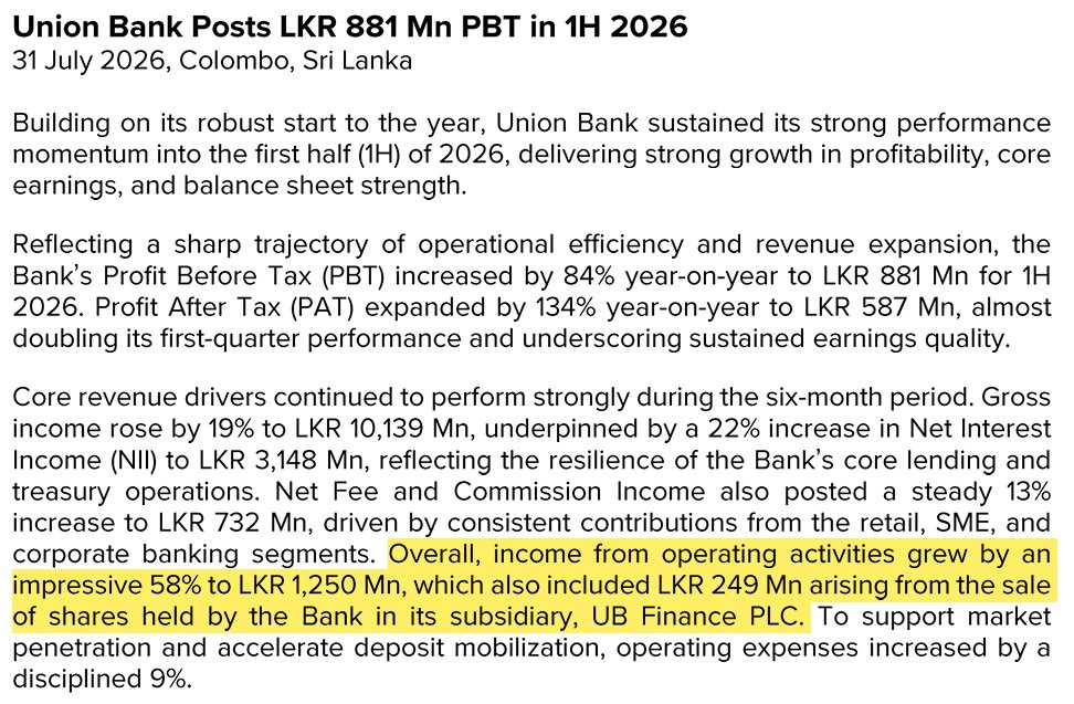 Channa_Amare's tweet photo. Oops they did it again 📉
Parent #UBC sold shares in subsidiary #UBF for third successive quarter in 1Q27
Yet again, failed to disclose to #CSE #lka within T+5 timeline🤦
UBC and UBF have two common Directors
➡️Insider dealing disclosure is mandatory
@CSE_Media
h/t @Razer_86 https://t.co/3zielsu9zg