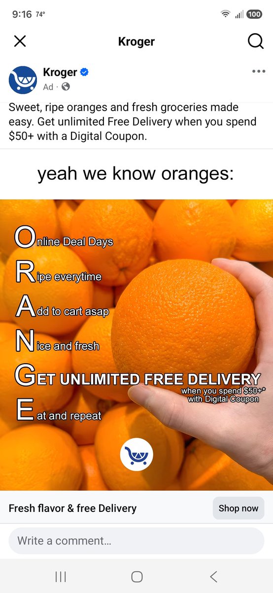 jasonrbanks's tweet photo. Kroger knows what the oranges are for... https://t.co/IQuZreKxYB
