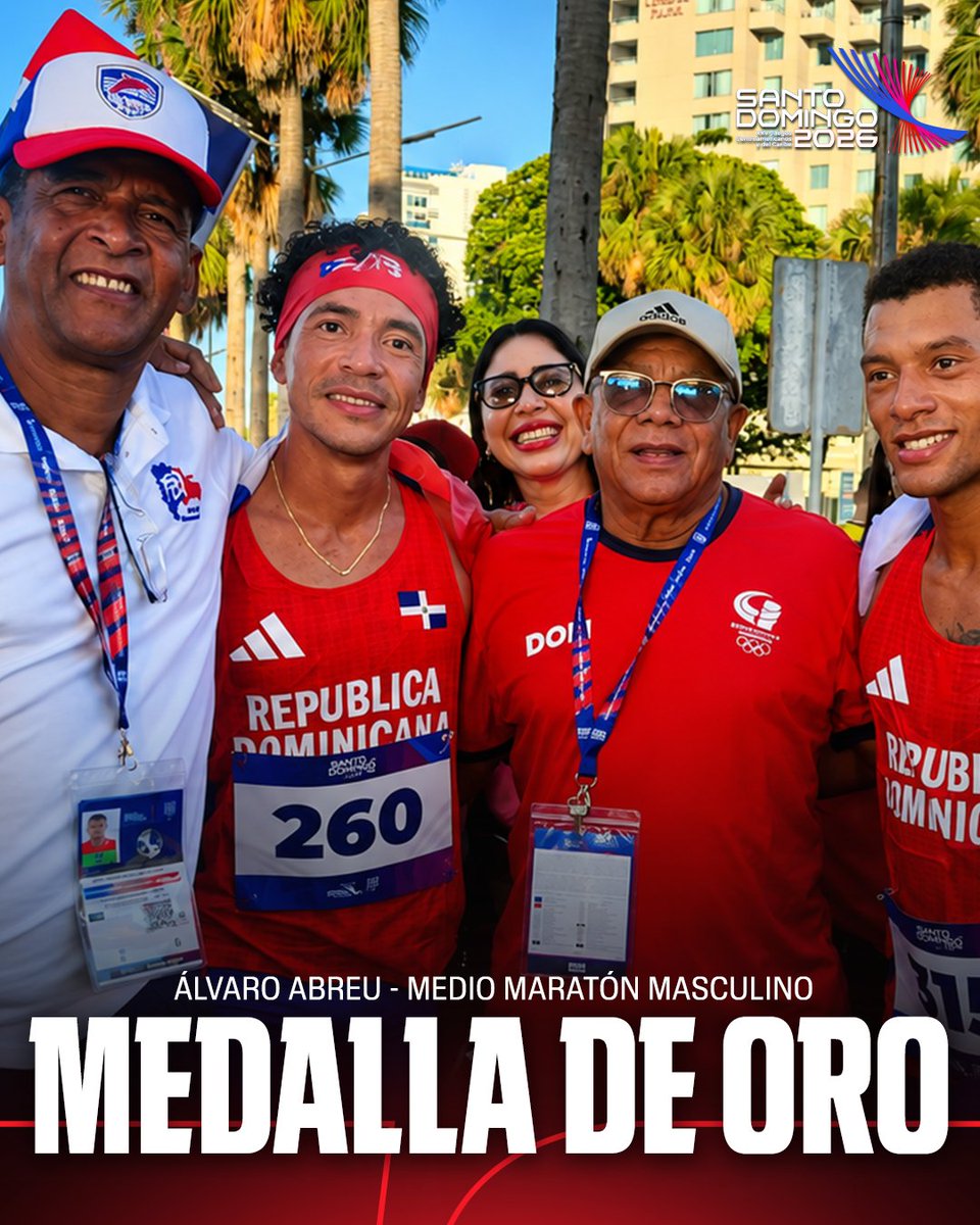 ESPN_DO's tweet photo. 🥇 ¡LLEGÓ EL PRIMER ORO EN ATLETISMO!

🇩🇴 Álvaro Abreu se quedó con la presea dorada al implantar un nuevo récord Centroamericano y del Caribe para el medio maratón categoría masculina. https://t.co/fmdIbR81UE